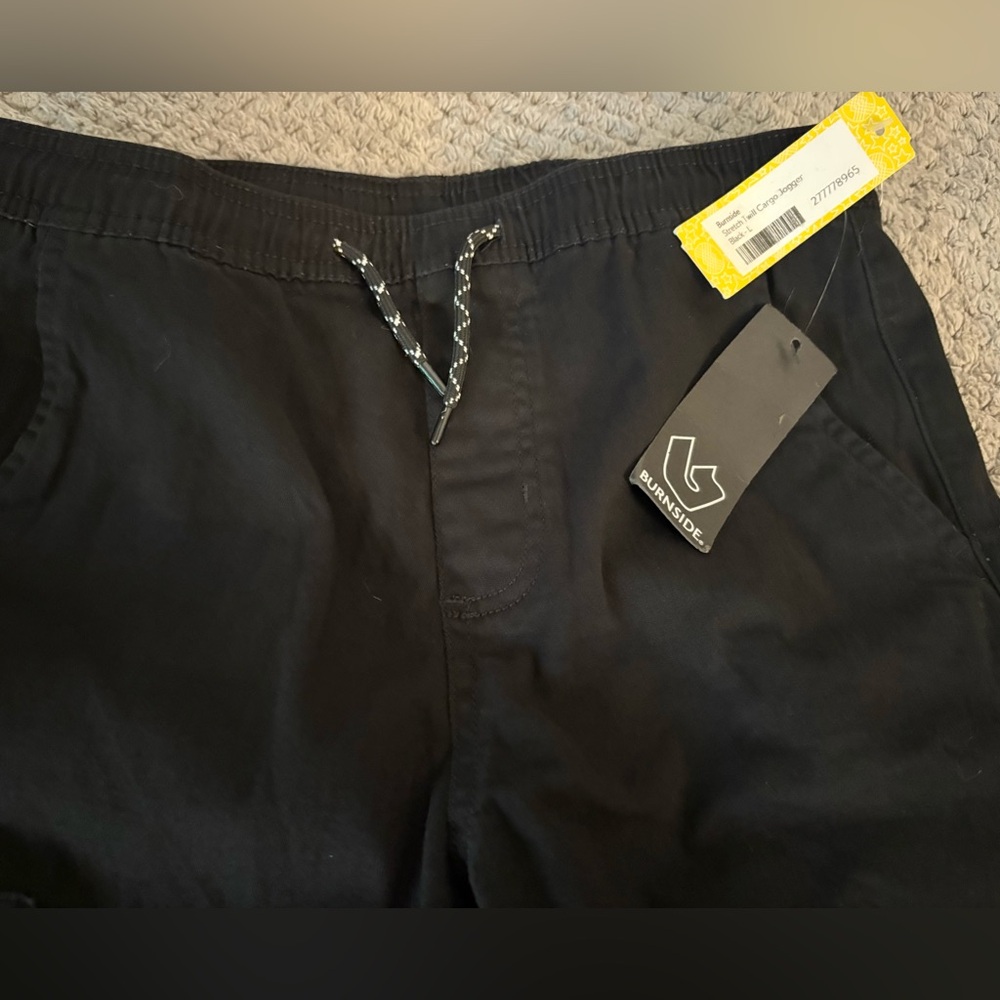 Burnside Black Joggers with Athletic Fit - Picture 3 of 5